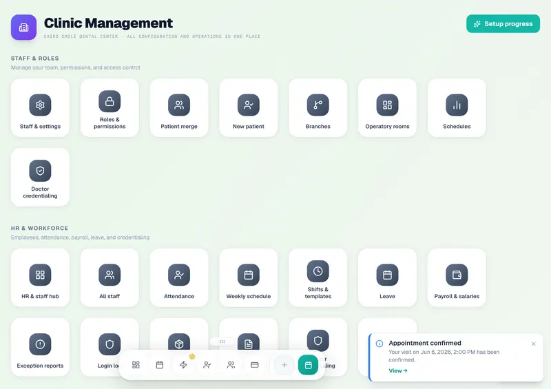 Clinic management hub