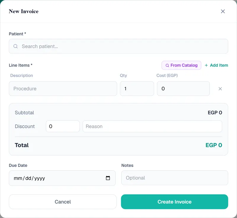 New invoice modal