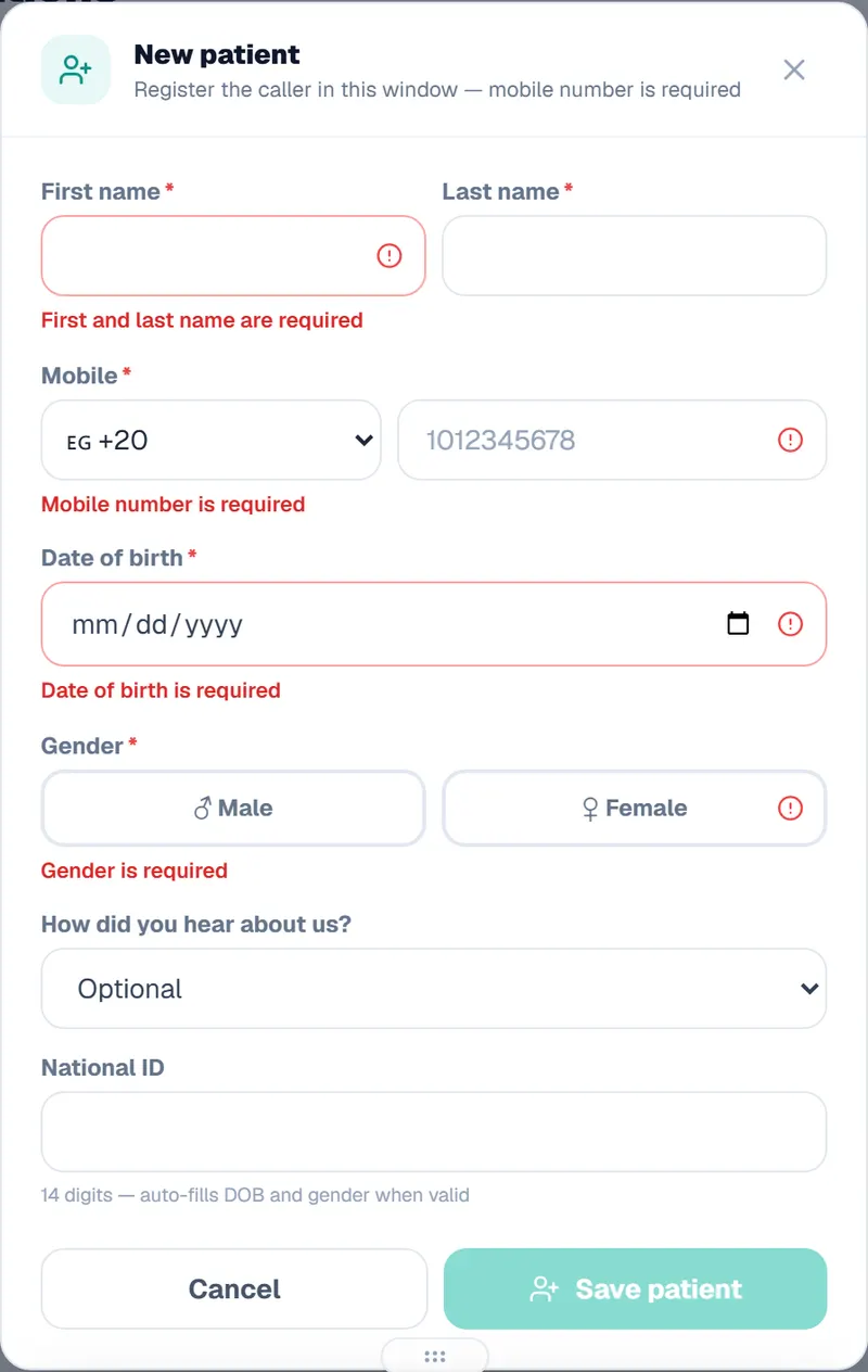 Quick new patient