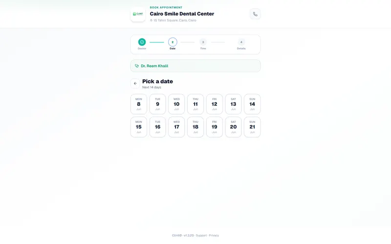 Public booking — pick date