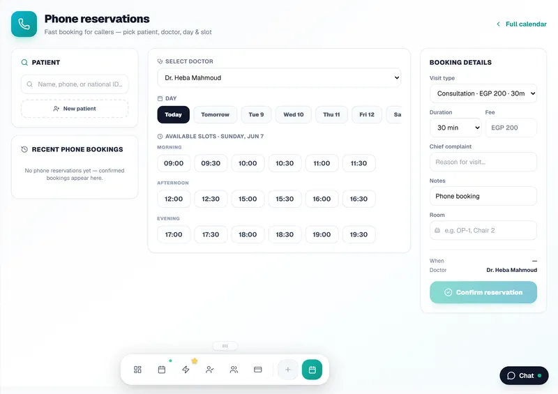 Phone reservations